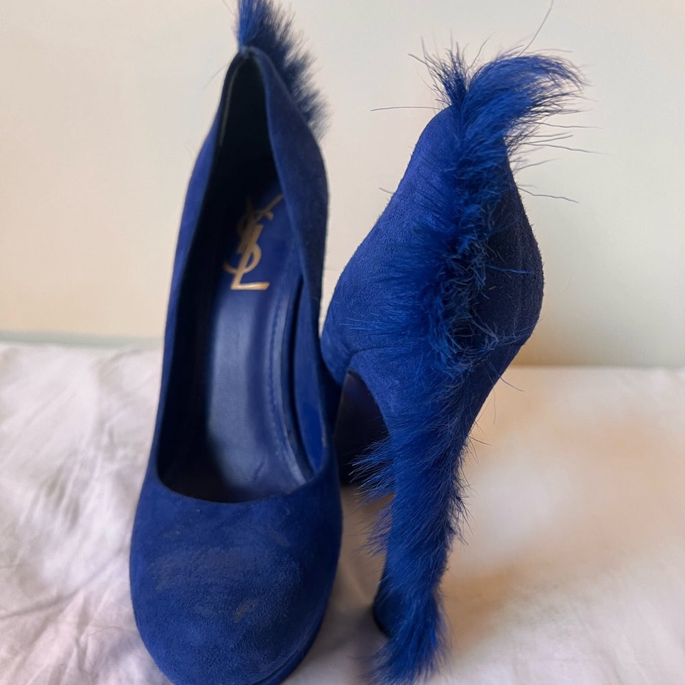 YSL palais Mohawk pony hair platform heels